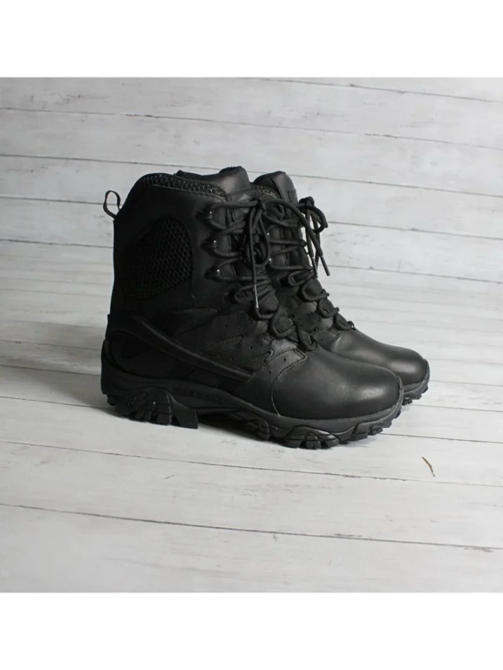 Merrell Men's Black Tactical Work Boots Size 8 Waterproof J45335 Moab Vibram